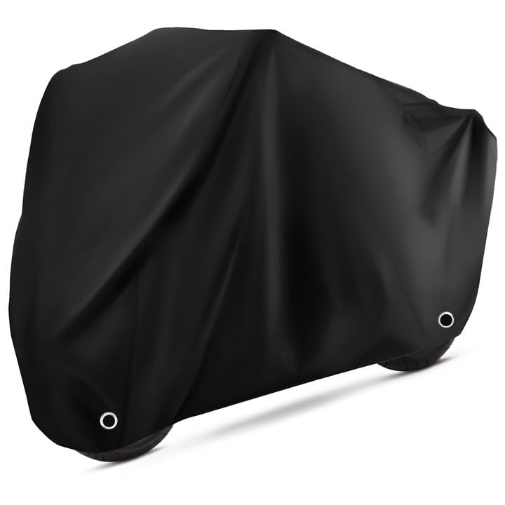 Tokept Motorcycle Cover Waterproof Sun with Lock-Holes & Storage Bag Heavy Duty Material, Fits up to 96"" Harley Davison and All Motors (XL Black) - Image 1
